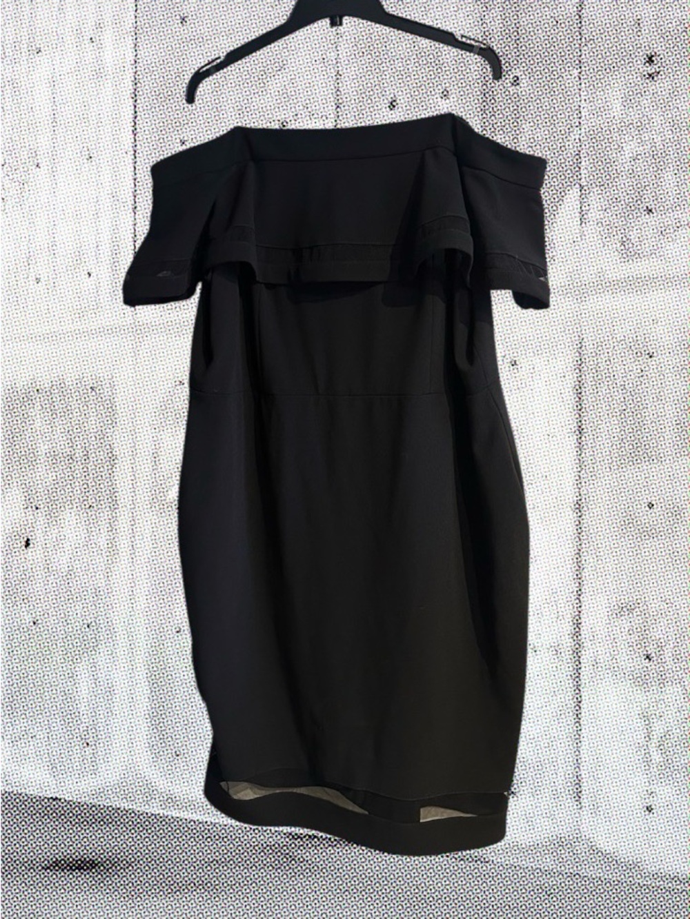 NEW LE CHATEAU Black Off-Shoulder Ruffle Sheath Dress!